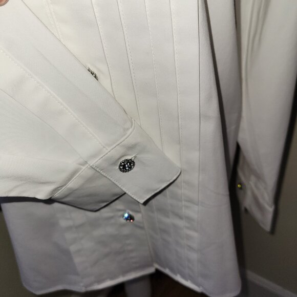 J. Jill White Button Up Blouse Jewel Crystal Buttons Dress Shirt Women's Size XS - Picture 9 of 15